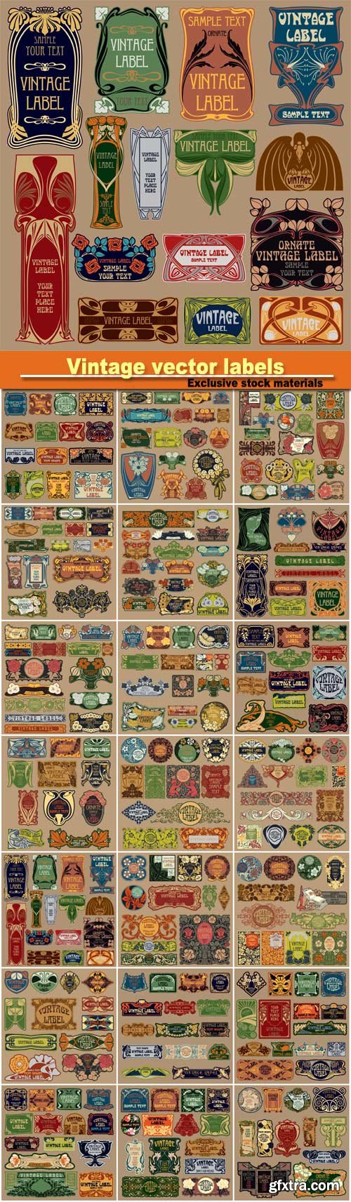 Vintage vector labels and decorative elements