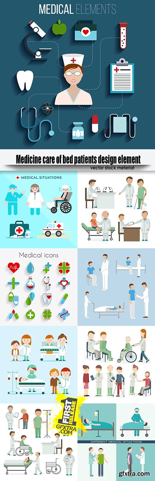 Medicine care of bed patients design element