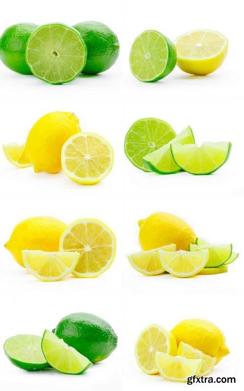 Fresh Lime and Lemon Isolated