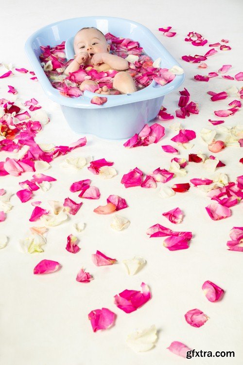 Baby and rose petals - 5 UHQ JPEG