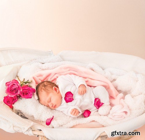 Baby and rose petals - 5 UHQ JPEG