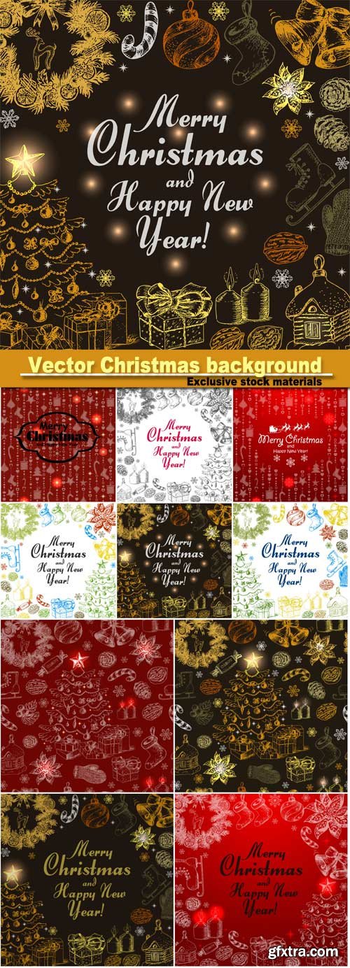 Vector Christmas background, decorative elements