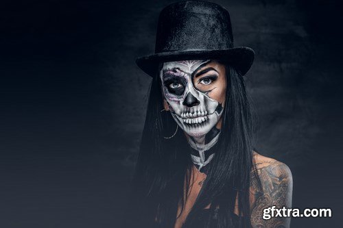 Woman With Skull Make Up - 12xUHQ JPEG