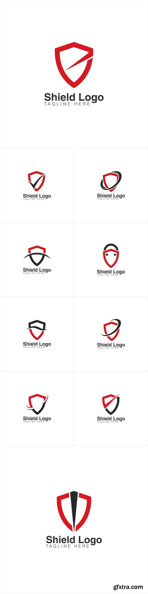 Vector Set - Simple Shield Creative Concept Logo Design