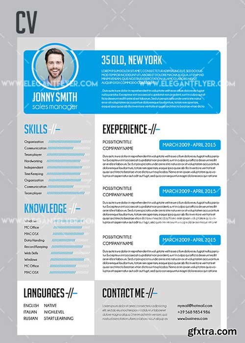 CV V1 Premium CV and Cover Letter PSD Template