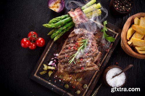 Beef Steak on Wooden Table - 30xUHQ JPEG