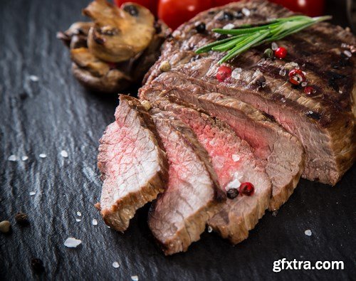 Beef Steak on Wooden Table - 30xUHQ JPEG