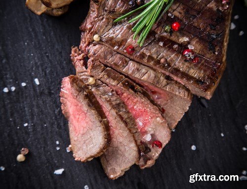 Beef Steak on Wooden Table - 30xUHQ JPEG