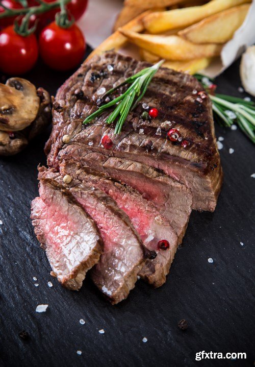 Beef Steak on Wooden Table - 30xUHQ JPEG