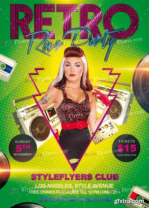 Retro Rave Party V4 PSD Flyer Template