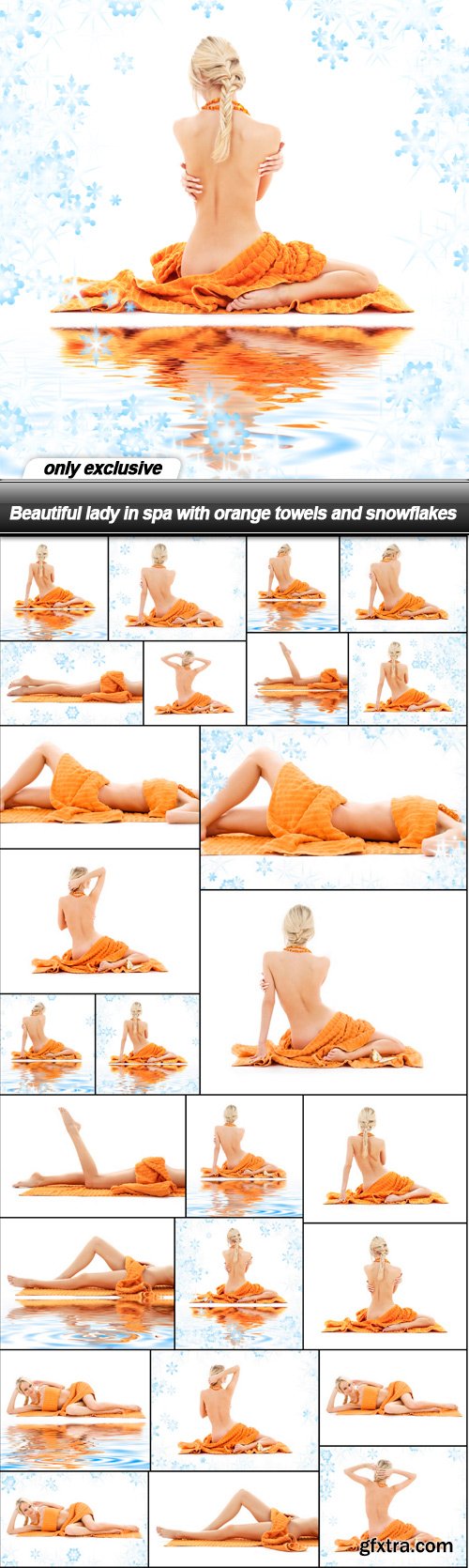 Beautiful lady in spa with orange towels and snowflakes - 26 UHQ JPEG