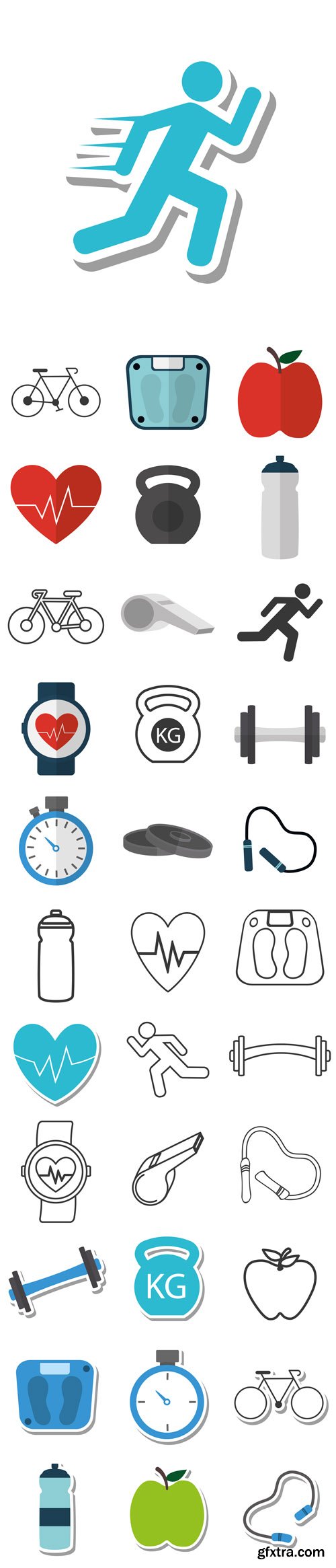 Vector Set - Fitness Isolated Icons Illustration Design