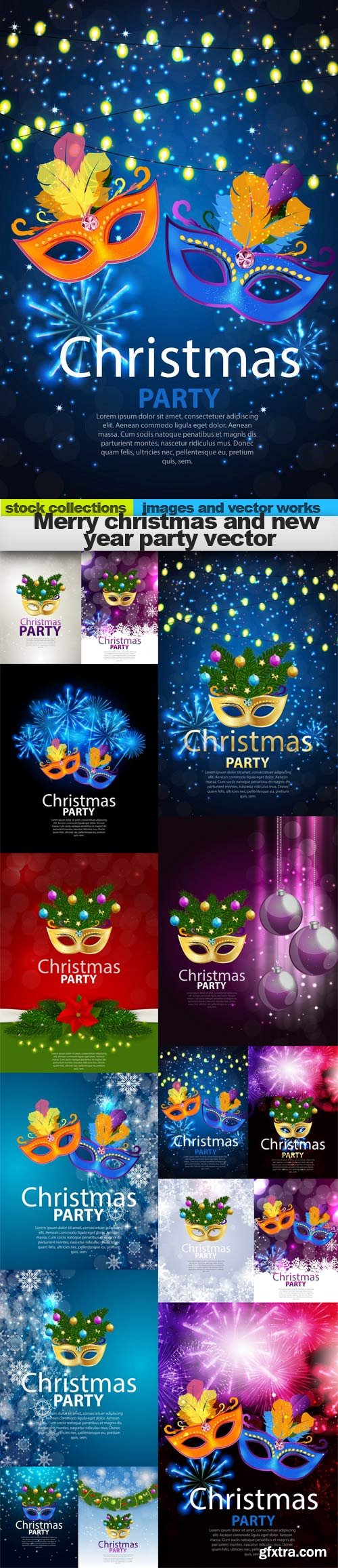 Merry christmas and new year party vector, 15 x EPS