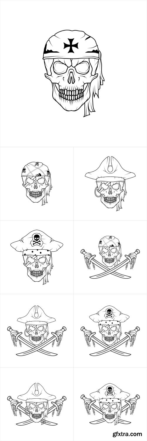 Vector Set - Pirate Skulls