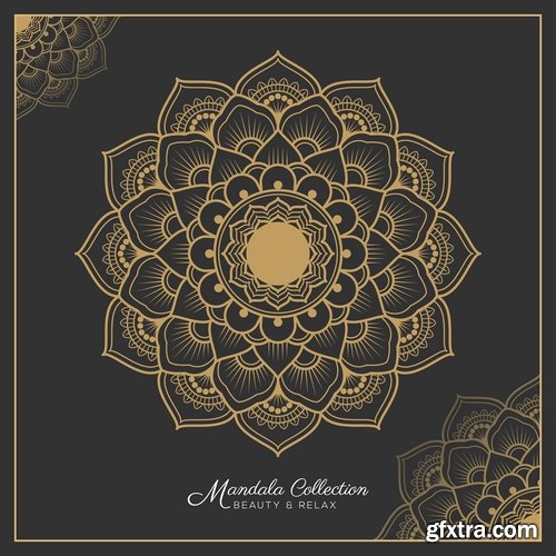 Collection of ethnic mandala drawing calligraphy decorative element fabric pattern 25 EPS