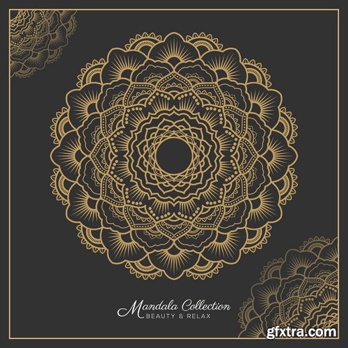 Collection of ethnic mandala drawing calligraphy decorative element fabric pattern 25 EPS