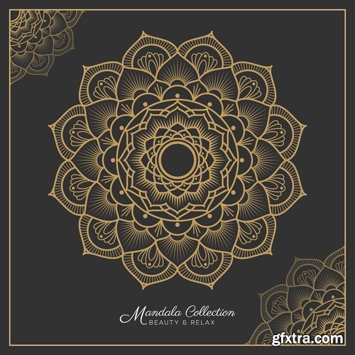 Collection of ethnic mandala drawing calligraphy decorative element fabric pattern 25 EPS