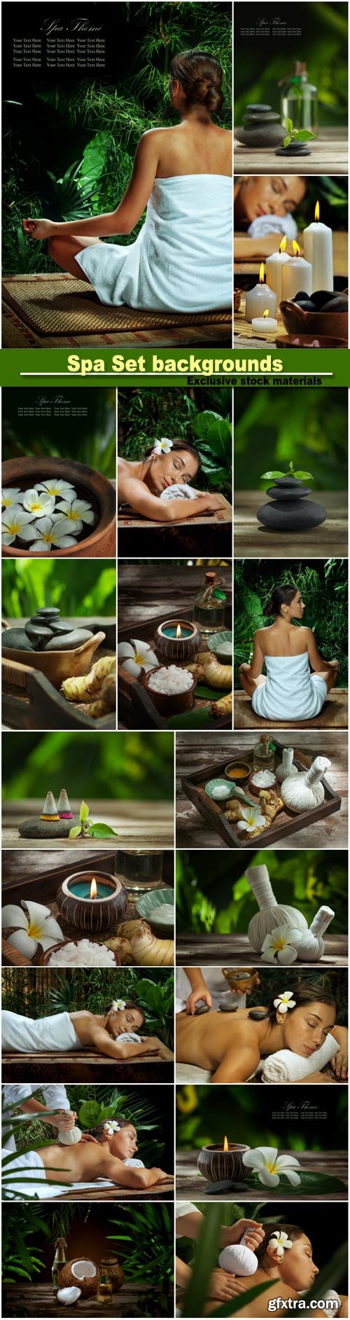 Spa Set backgrounds, woman doing massage