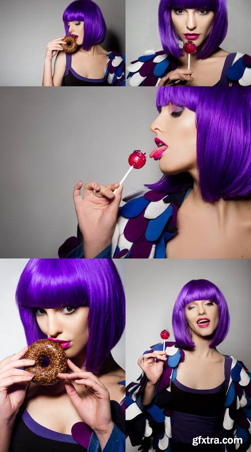 Beautiful Girl with Purple Hair