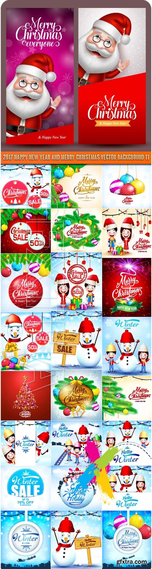 2017 Happy New Year and Merry Christmas vector background 11