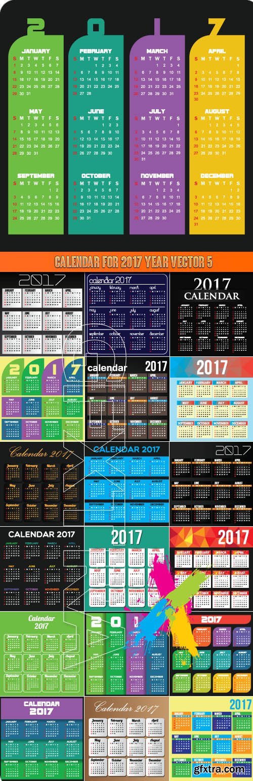 Calendar for 2017 year vector 5