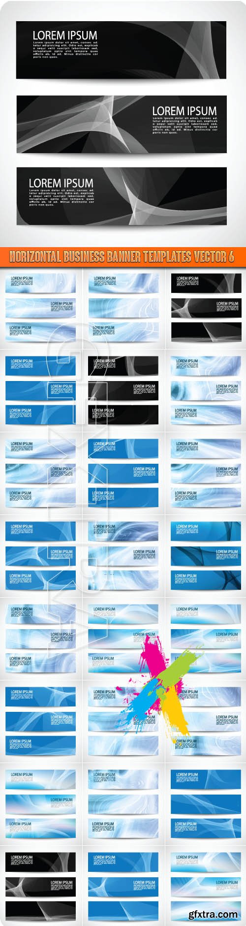 Horizontal business banner templates vector 6