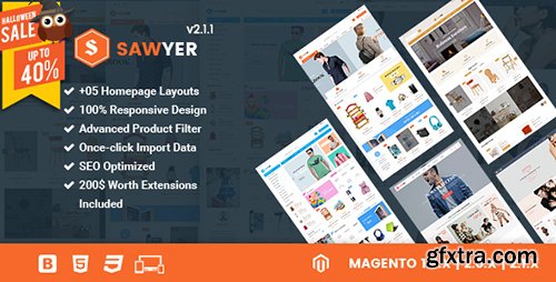 ThemeForest - Sawyer v2.1.1 - Multipurpose Responsive Magento 2 and 1.9 Theme - 15638656