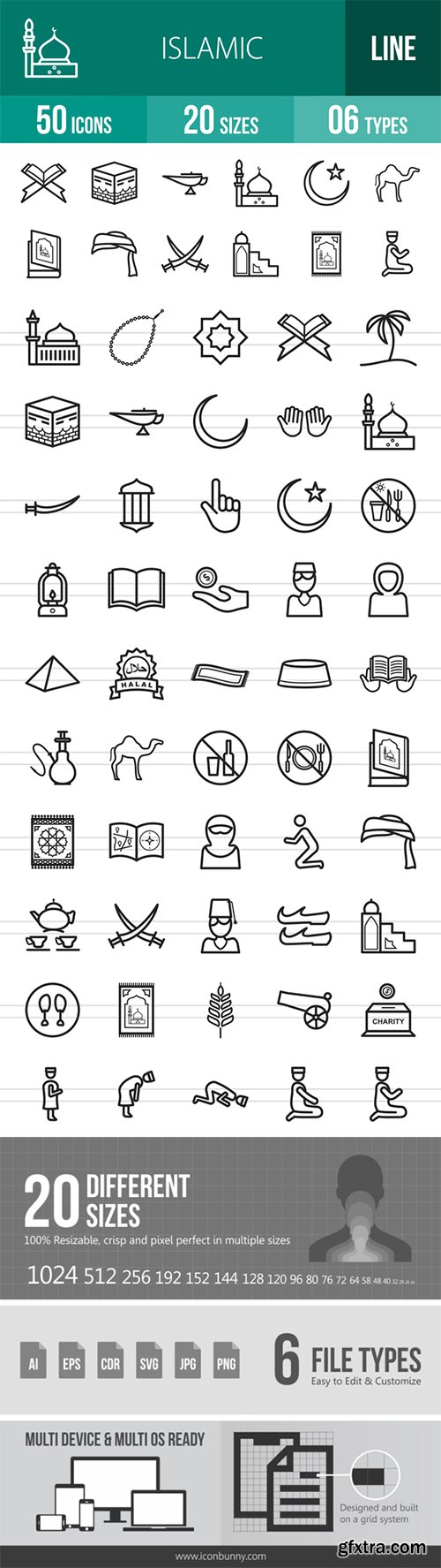 CreativeMarket 50 Islamic Line Icons 754213