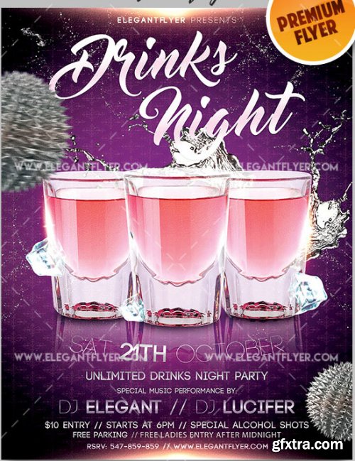 Drinks Night Flyer PSD V7 Template + Facebook Cover