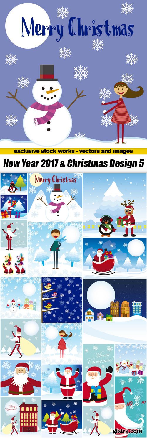 New Year 2017 & Christmas Design 5 - Vector Stock, 22xEPS
