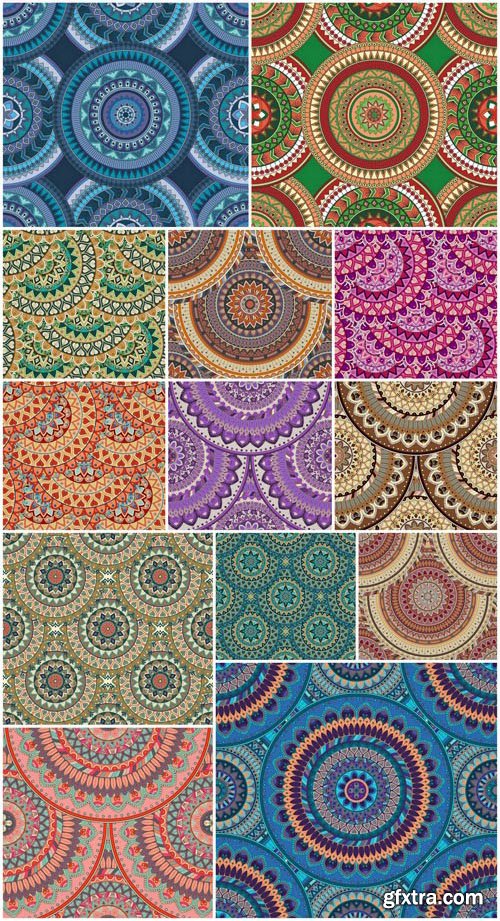 Flower Ethnic Ornaments & Backgrounds 3 - Vector Stock, 21xEPS