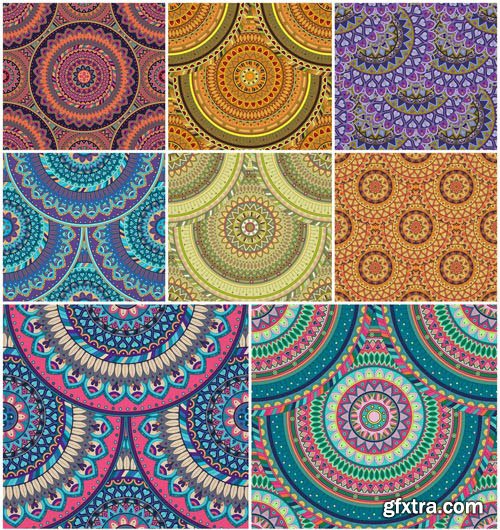 Flower Ethnic Ornaments & Backgrounds 3 - Vector Stock, 21xEPS