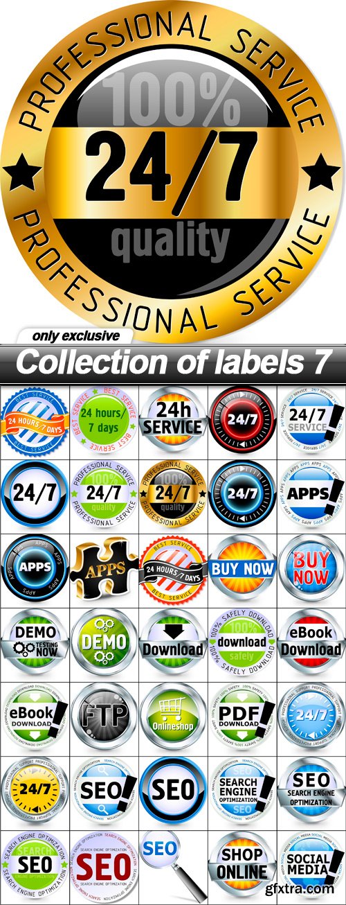 Collection of labels 7 - 35 EPS