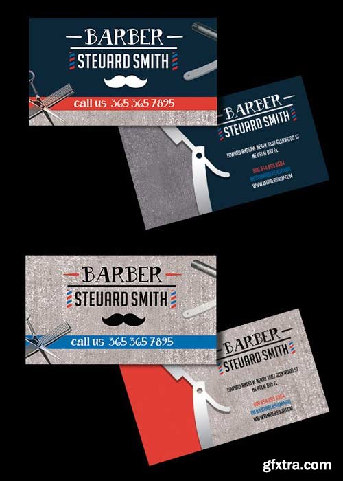 Barber Shop V1 Premium Business card PSD Template