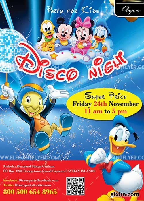 Disney V5 Flyer PSD Template + Facebook Cover