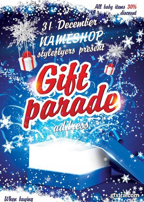 Gift Parade V1 PSD Flyer Template with Facebook Cover