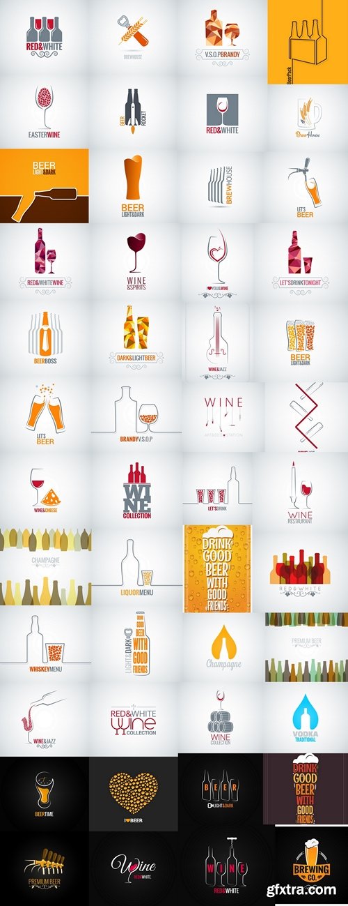 Alcohol glass and bottle line design background