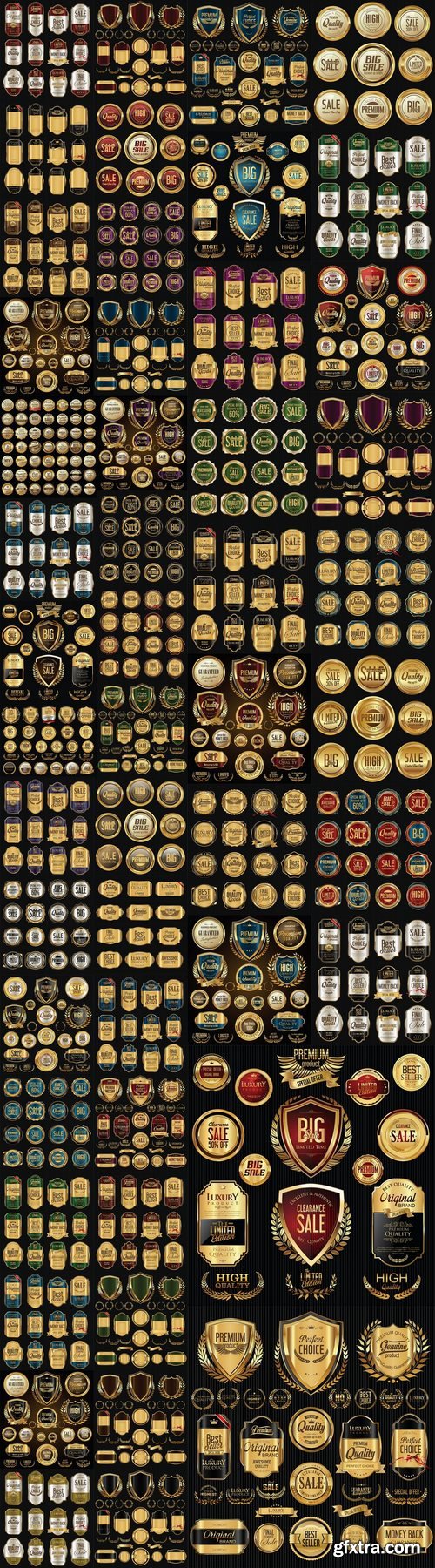 Golden sale badges and labels retro vintage collection Black PART 1