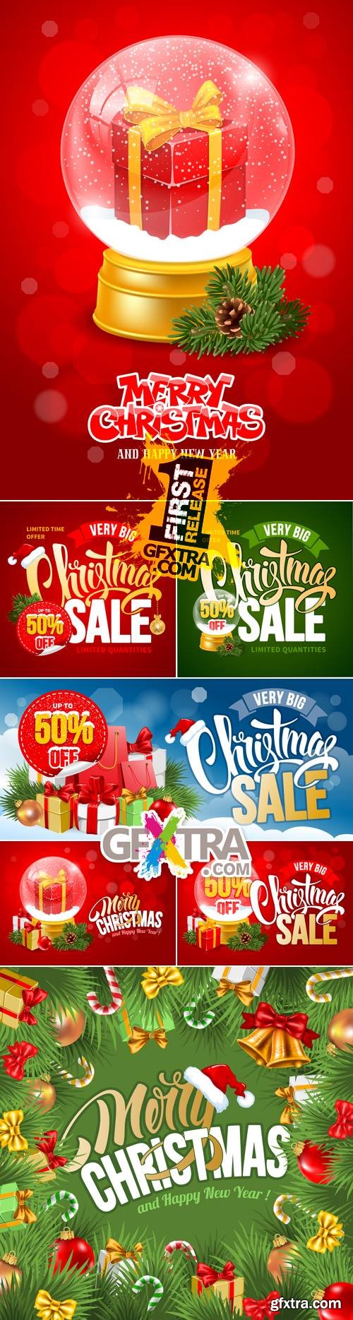 Christmas Sale Posters Vector