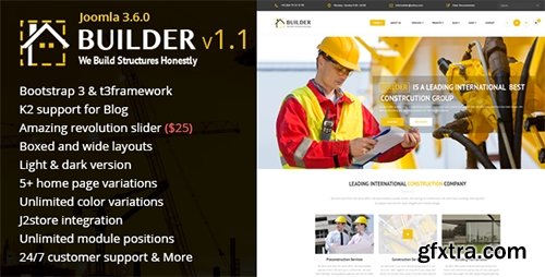 ThemeForest - Builder v1.1 - Building & Construction Joomla Template - 14509343