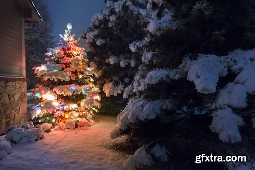 Collection of winter holiday mountain nature snow Christmas lights 25 HQ Jpeg