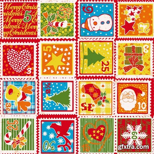 Collection of New Year Christmas label flyer banner Santa Claus a sticker 25 EPS