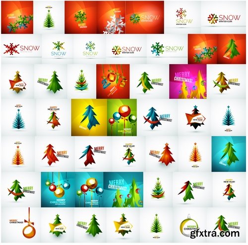 Collection of New Year Christmas label flyer banner Santa Claus a sticker 25 EPS