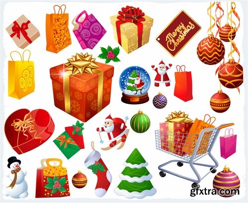 Collection of New Year Christmas label flyer banner Santa Claus a sticker 25 EPS