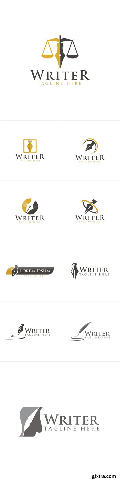 Vector Set - Writer Logo Creative Design Templates