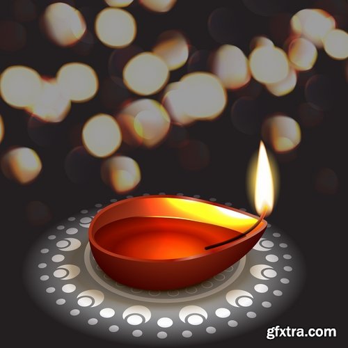 Collection background is Diwali flyer banner candle Indian god theme vector image 25 EPS