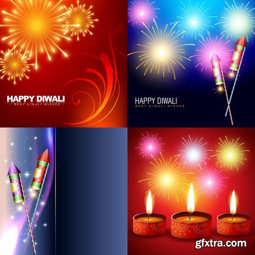 Collection background is Diwali flyer banner candle Indian god theme vector image 25 EPS