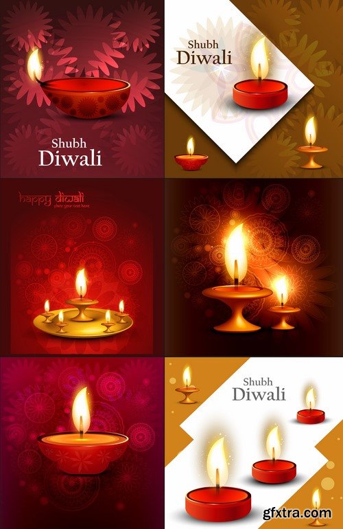 Collection background is Diwali flyer banner candle Indian god theme vector image 25 EPS