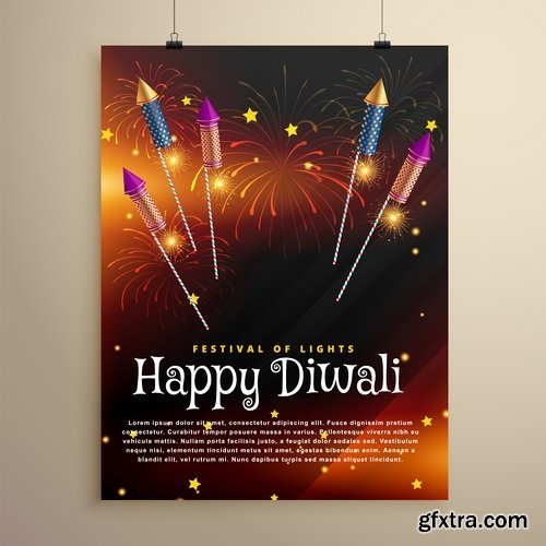 Collection background is Diwali flyer banner candle Indian god theme vector image 25 EPS