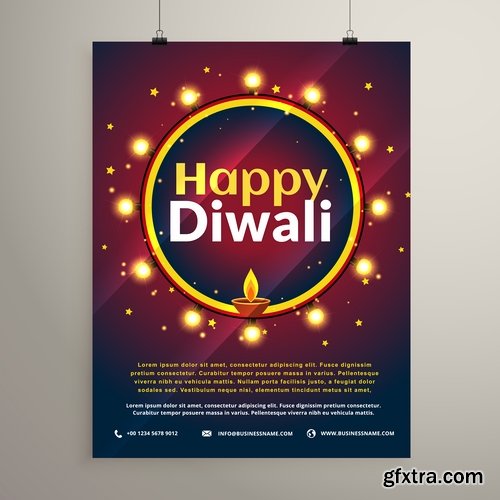 Collection background is Diwali flyer banner candle Indian god theme vector image 25 EPS